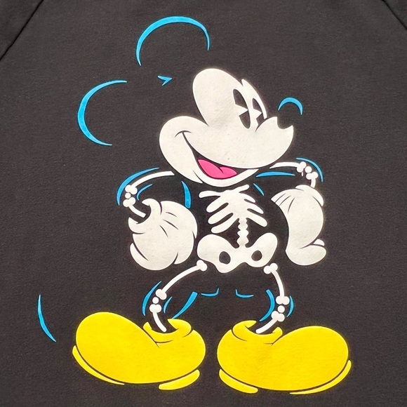 Disney Glowing Mickey Mouse Skeleton Glow in the Dark Black Junior Large L Youth - Picture 4 of 17